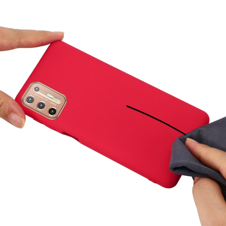 For Motorola Moto G9 Plus Pure Color Liquid Silicone Shockproof Full Coverage Case