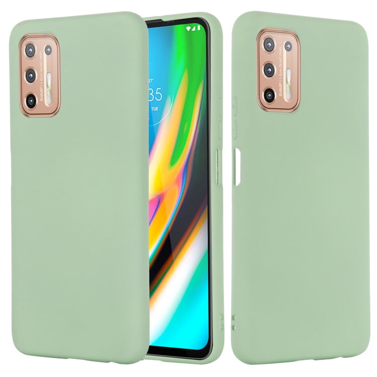 For Motorola Moto G9 Plus Pure Color Liquid Silicone Shockproof Full Coverage Case
