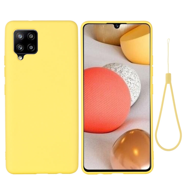 For Samsung Galaxy A42 5G Pure Color Liquid Silicone Shockproof Full Coverage Case