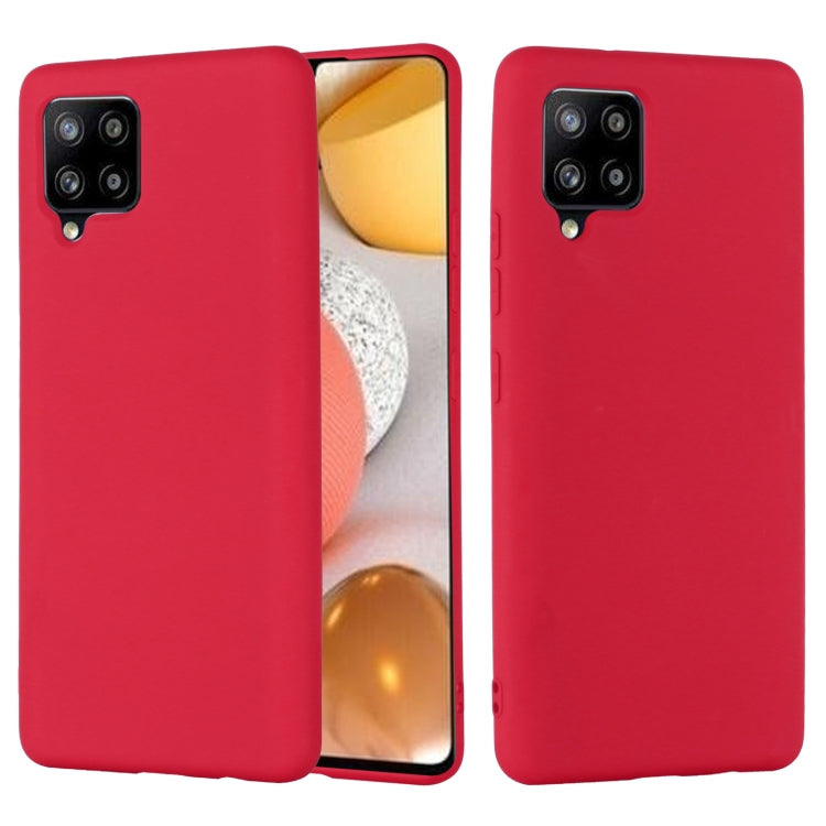 For Samsung Galaxy A42 5G Pure Color Liquid Silicone Shockproof Full Coverage Case
