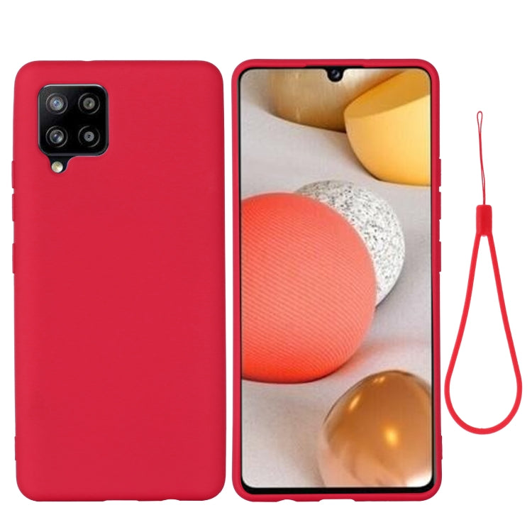 For Samsung Galaxy A42 5G Pure Color Liquid Silicone Shockproof Full Coverage Case