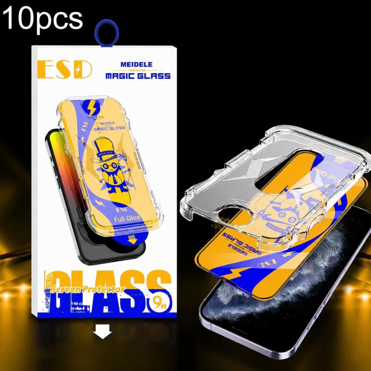 For iPhone 11 Pro Max 10pcs MEIDELE Easy Install Dust-proof Box HD Tempered Glass Film