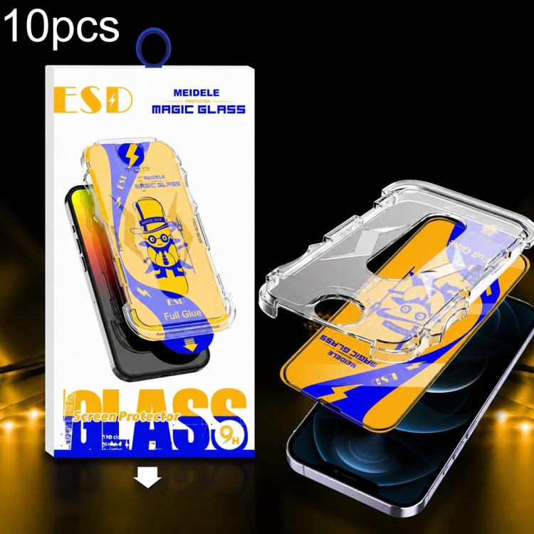 For iPhone 12 Pro Max 10pcs MEIDELE Easy Install Dust-proof Box HD Tempered Glass Film