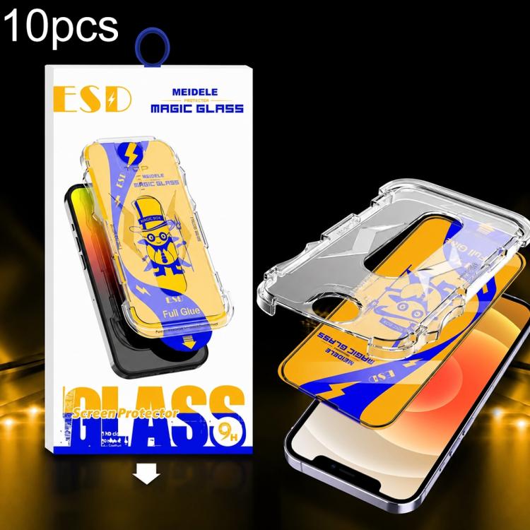 For iPhone 12 / 12 Pro 10pcs MEIDELE Easy Install Dust-proof Box HD Tempered Glass Film