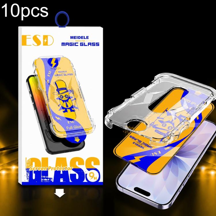For iPhone 17 / 16 Pro 10pcs MEIDELE Easy Install Dust-proof Box HD Tempered Glass Film