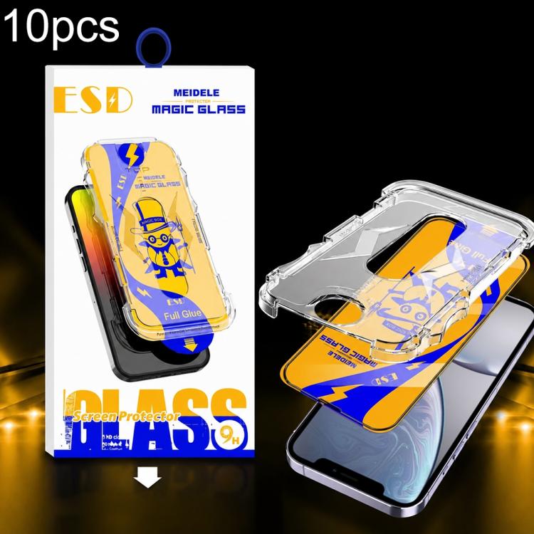 For iPhone 11 / XR 10pcs MEIDELE Easy Install Dust-proof Box HD Tempered Glass Film