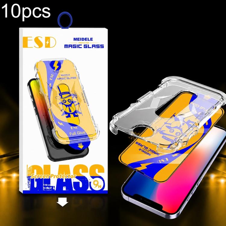 For iPhone X / XS 10pcs MEIDELE Easy Install Dust-proof Box HD Tempered Glass Film