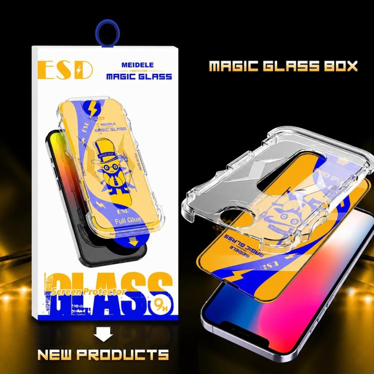 For iPhone 14 Pro 10pcs MEIDELE Easy Install Dust-proof Box HD Tempered Glass Film