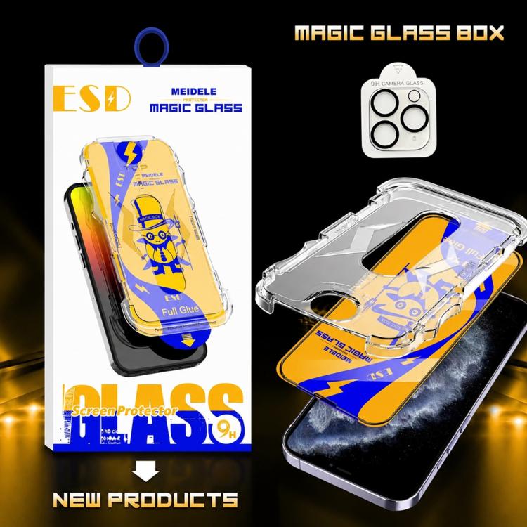 For iPhone 11 Pro 10pcs MEIDELE Easy Install Dust-proof Box HD Tempered Glass Film with Lens Film