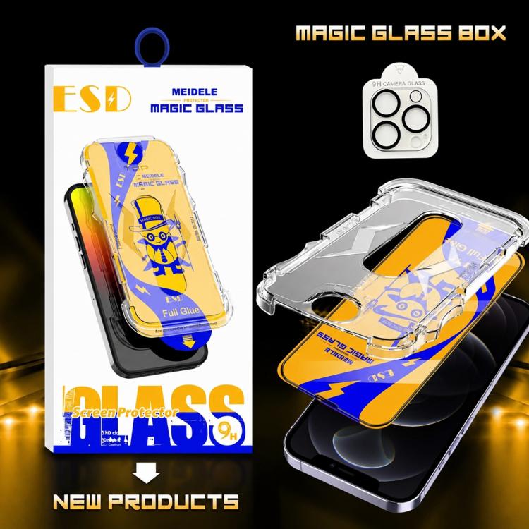For iPhone 12 Pro 10pcs MEIDELE Easy Install Dust-proof Box HD Tempered Glass Film with Lens Film