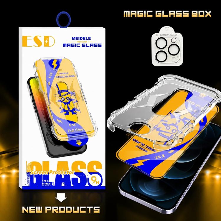 For iPhone 12 Pro Max 10pcs MEIDELE Easy Install Dust-proof Box HD Tempered Glass Film with Lens Film