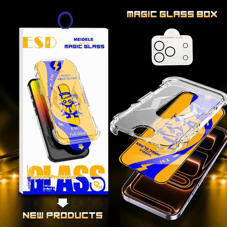 For iPhone 17 Pro Max 10pcs MEIDELE Easy Install Dust-proof Box HD Tempered Glass Film with Lens Film