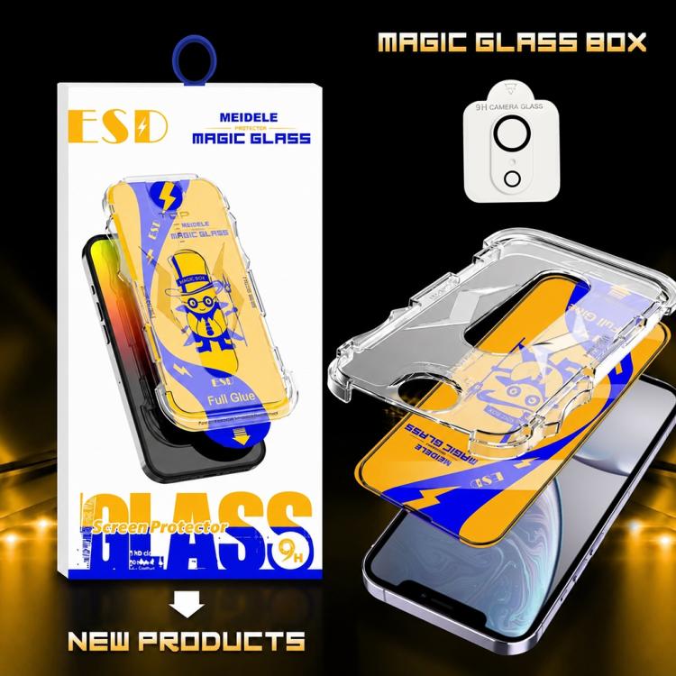 For iPhone XR 10pcs MEIDELE Easy Install Dust-proof Box HD Tempered Glass Film with Lens Film