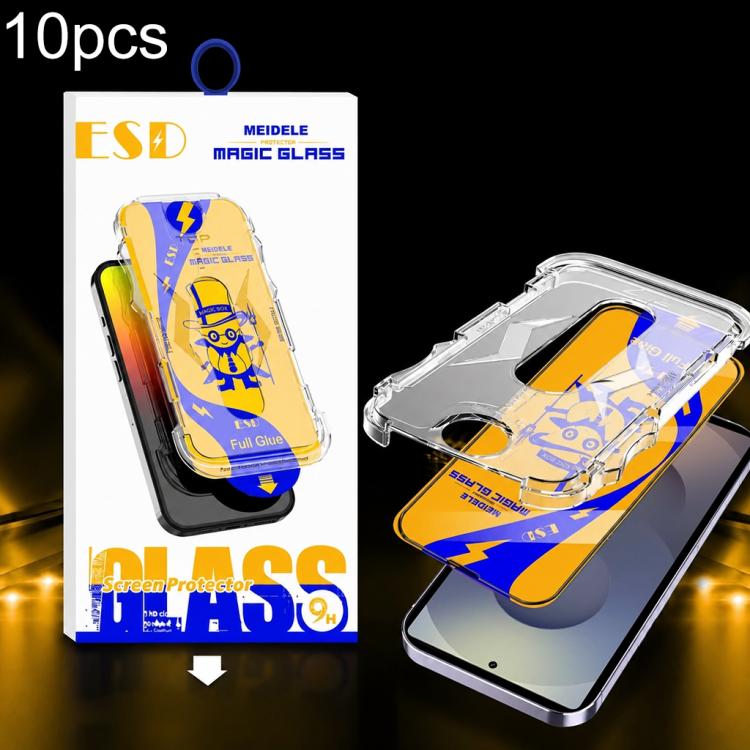 For Galaxy S25 Ultra 5G 10pcs MEIDELE Easy Install Dust-proof Box HD Tempered Glass Film, Support Ultrasonic Unlock