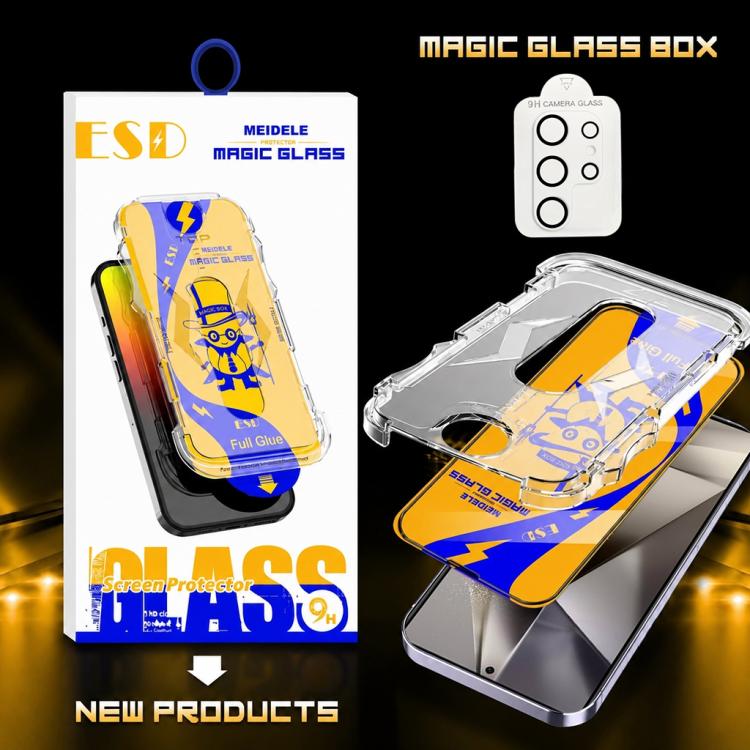 For Galaxy S24 Ultra 5G 10pcs MEIDELE Easy Install Dust-proof Box HD Tempered Glass Film with Lens Film, Support Ultrasonic Unlock