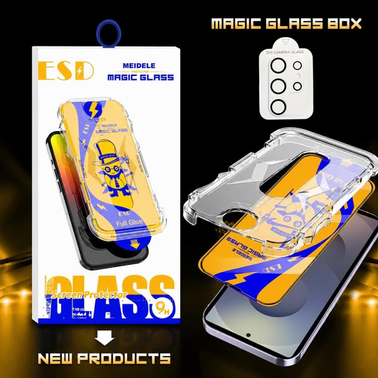 For Galaxy S25 Ultra 5G 10pcs MEIDELE Easy Install Dust-proof Box HD Tempered Glass Film with Lens Film, Support Ultrasonic Unlock
