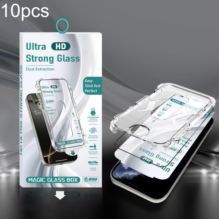 For iPhone 11 Pro Max 10pcs USG Easy Install Dust-proof Box HD Edge-to-Edge Tempered Glass Film