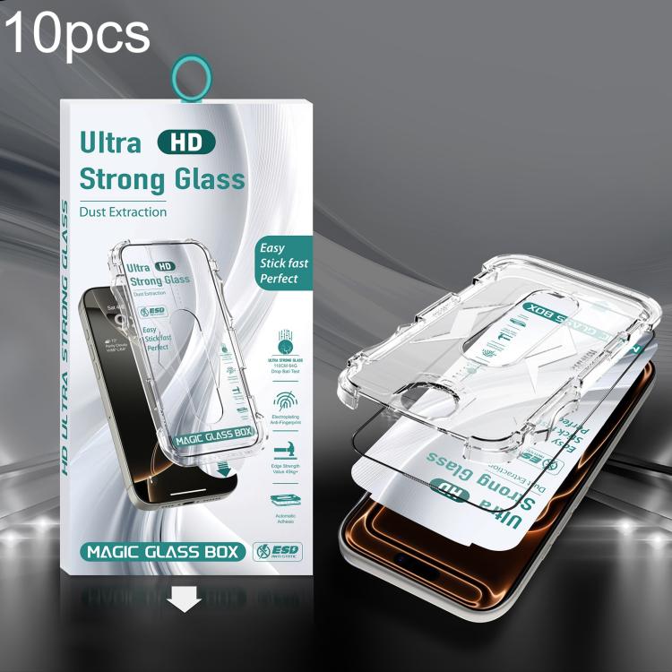 For iPhone 17 Pro 10pcs USG Easy Install Dust-proof Box HD Edge-to-Edge Tempered Glass Film