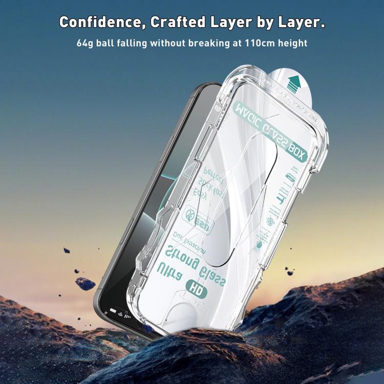 For iPhone 12 / 12 Pro 10pcs USG Easy Install Dust-proof Box HD Edge-to-Edge Tempered Glass Film