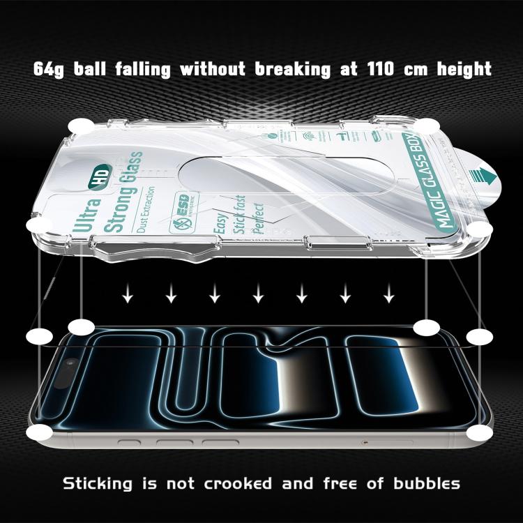 For iPhone 17 Pro 10pcs USG Easy Install Dust-proof Box HD Edge-to-Edge Tempered Glass Film