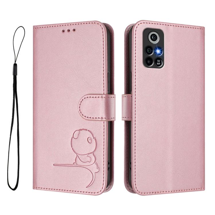 For Orbic Trophy 5G Verizon Litter Panda Embossing RFID Leather Phone Case with Lanyard