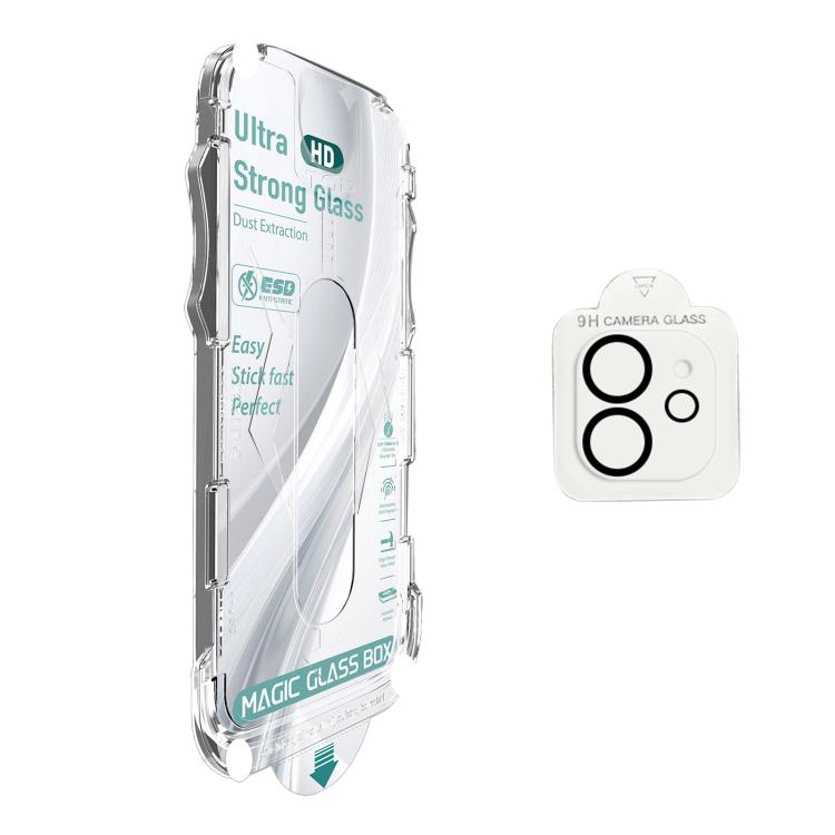 For iPhone 12 10pcs USG Easy Install Dust-proof Box HD Edge-to-Edge Tempered Glass Film with Lens Film