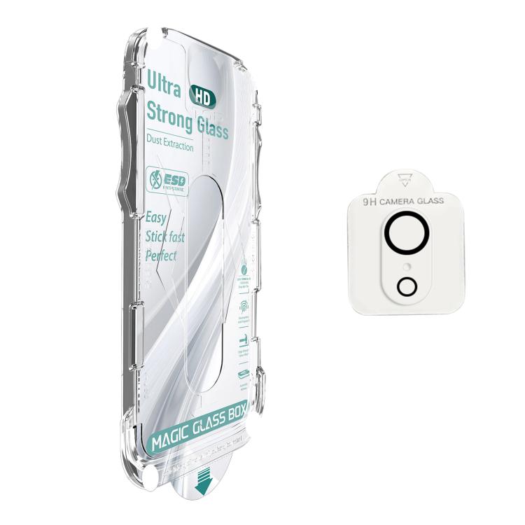 For iPhone XR 10pcs USG Easy Install Dust-proof Box HD Edge-to-Edge Tempered Glass Film with Lens Film