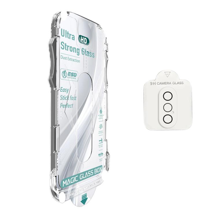 For iPhone XS Max 10pcs USG Easy Install Dust-proof Box HD Edge-to-Edge Tempered Glass Film with Lens Film