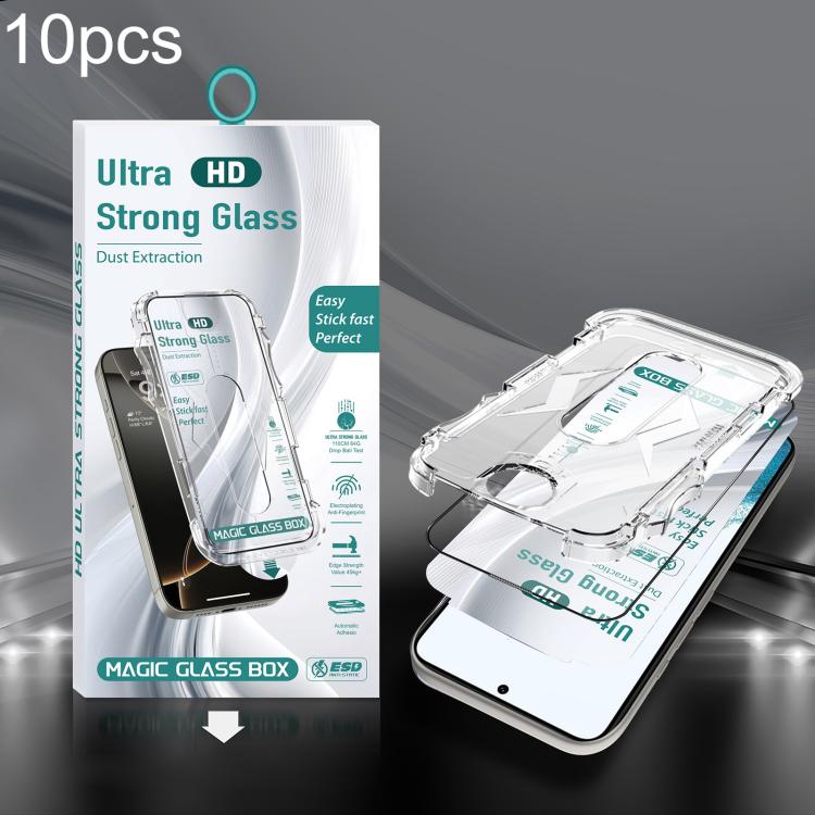 For Galaxy S22 5G 10pcs USG Easy Install Dust-proof Box HD Edge-to-Edge Tempered Glass Film, Support Ultrasonic Unlock