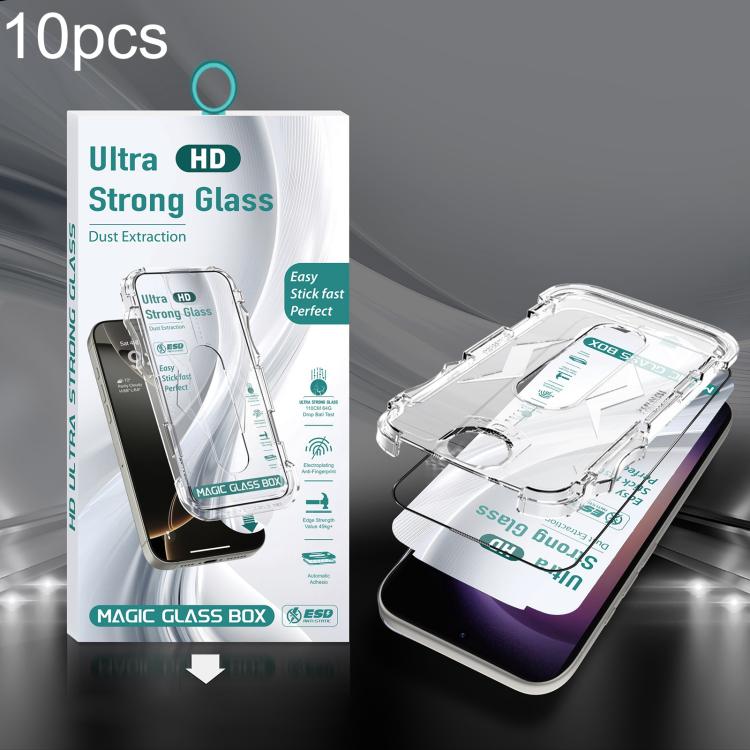 For Galaxy S23 5G 10pcs USG Easy Install Dust-proof Box HD Edge-to-Edge Tempered Glass Film, Support Ultrasonic Unlock