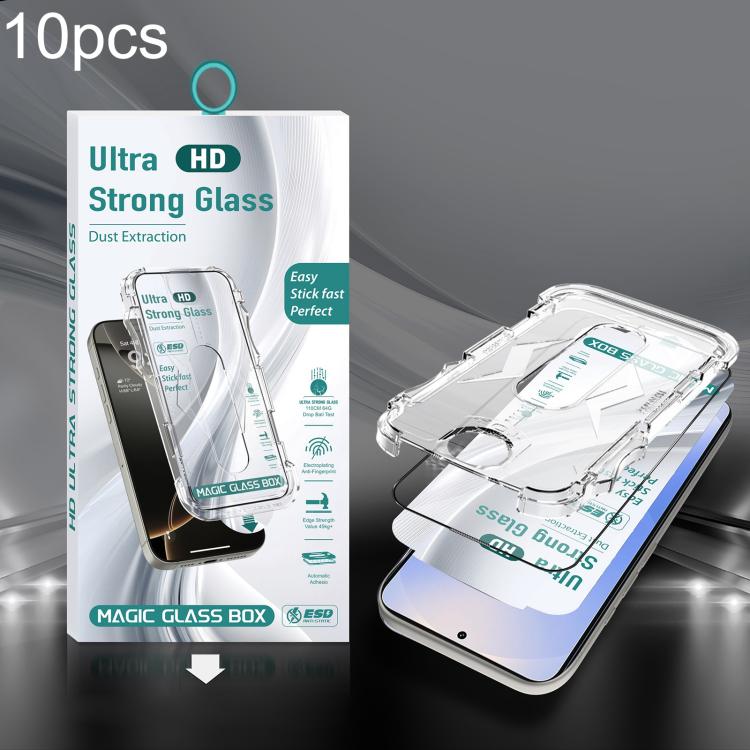 For Galaxy S25 / S24 5G 10pcs USG Easy Install Dust-proof Box HD Edge-to-Edge Tempered Glass Film, Support Ultrasonic Unlock
