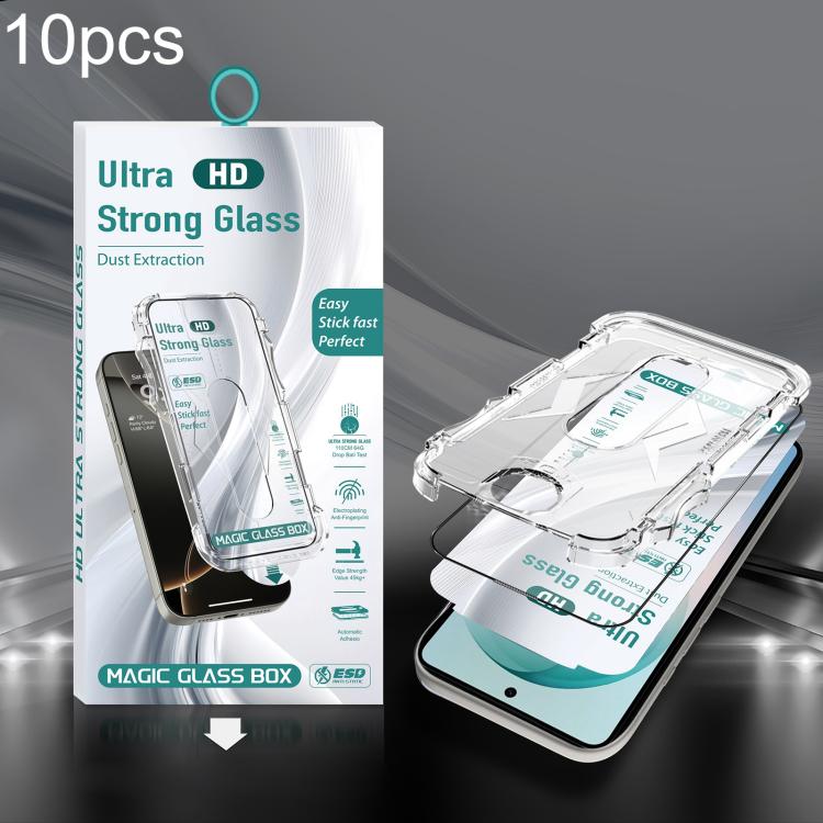 For Galaxy S26 5G 10pcs USG Easy Install Dust-proof Box HD Edge-to-Edge Tempered Glass Film, Support Ultrasonic Unlock