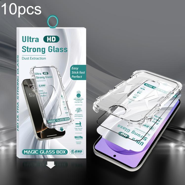 For Galaxy S26 Ultra 5G 10pcs USG Easy Install Dust-proof Box HD Edge-to-Edge Tempered Glass Film, Support Ultrasonic Unlock