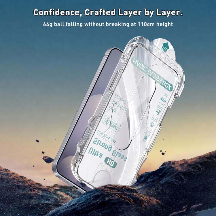 For Galaxy S25 / S24 5G 10pcs USG Easy Install Dust-proof Box HD Edge-to-Edge Tempered Glass Film, Support Ultrasonic Unlock