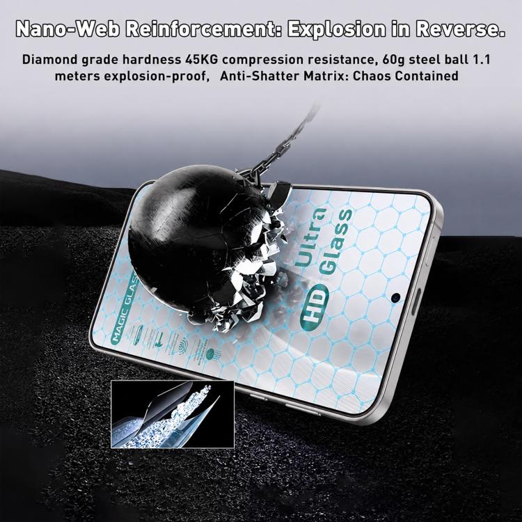For Galaxy S25 Ultra 5G 10pcs USG Easy Install Dust-proof Box HD Edge-to-Edge Tempered Glass Film, Support Ultrasonic Unlock