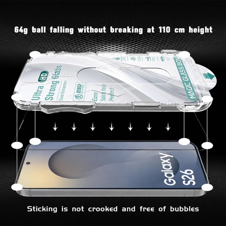 For Galaxy S22 5G 10pcs USG Easy Install Dust-proof Box HD Edge-to-Edge Tempered Glass Film, Support Ultrasonic Unlock