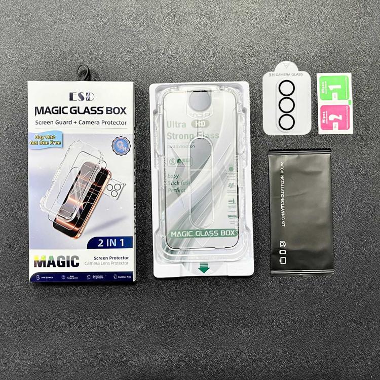 For Galaxy S23+ 5G 10pcs USG Easy Install Dust-proof Box HD Edge-to-Edge Tempered Glass Film with Lens Film, Support Ultrasonic Unlock