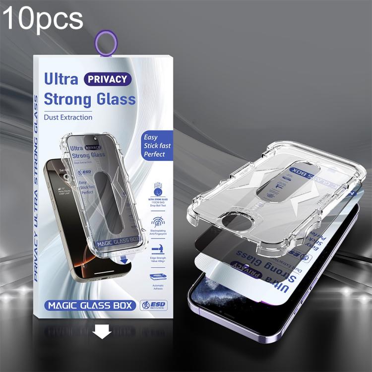 For iPhone 11 Pro 10pcs USG Easy Install Dust-proof Box Privacy Edge-to-Edge Tempered Glass Film