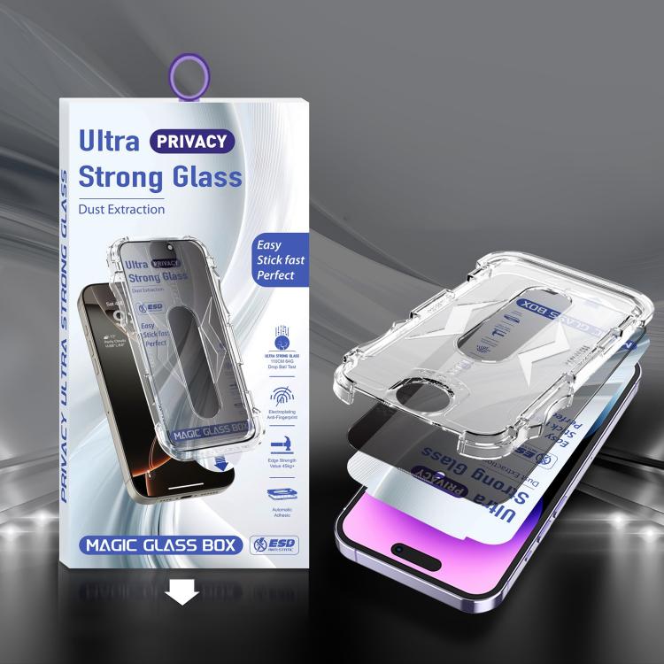 For iPhone 14 Pro 10pcs USG Easy Install Dust-proof Box Privacy Edge-to-Edge Tempered Glass Film