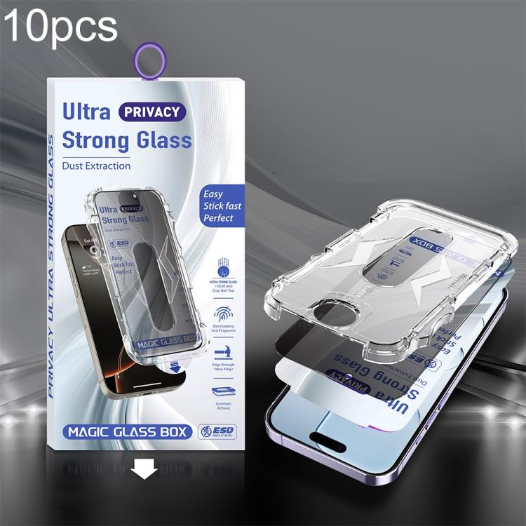 For iPhone Air 10pcs USG Easy Install Dust-proof Box Privacy Edge-to-Edge Tempered Glass Film