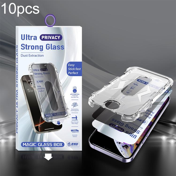 For iPhone XS Max 10pcs USG Easy Install Dust-proof Box Privacy Edge-to-Edge Tempered Glass Film