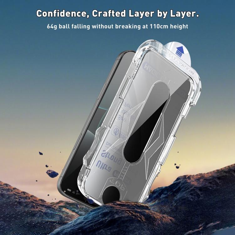 For iPhone 16 Pro Max 10pcs USG Easy Install Dust-proof Box Privacy Edge-to-Edge Tempered Glass Film