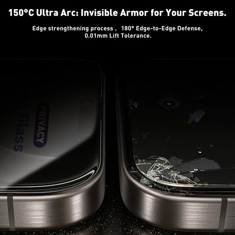 For iPhone 17 Pro 10pcs USG Easy Install Dust-proof Box Privacy Edge-to-Edge Tempered Glass Film