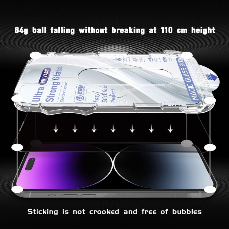 For iPhone 12 / 12 Pro 10pcs USG Easy Install Dust-proof Box Privacy Edge-to-Edge Tempered Glass Film