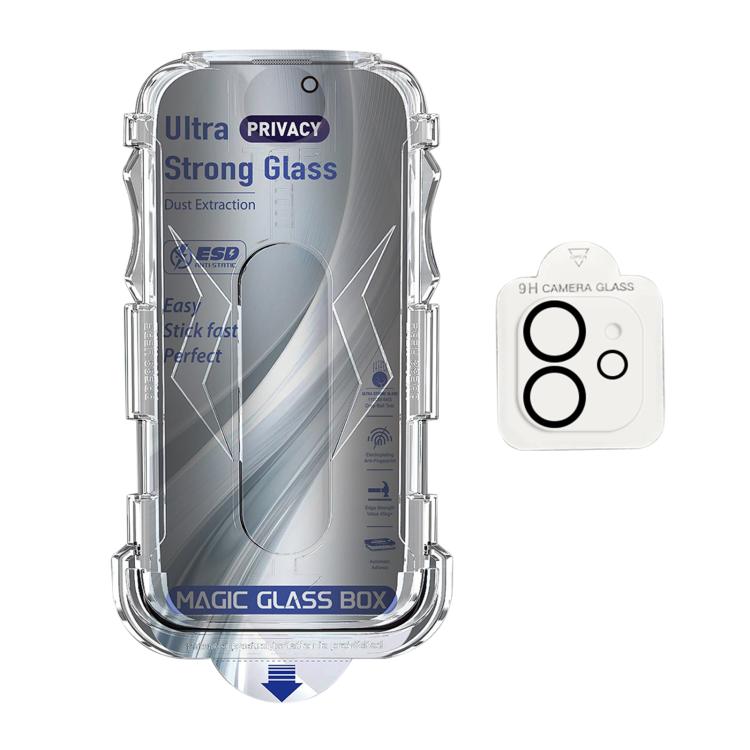 For iPhone 12 10pcs USG Easy Install Dust-proof Box Privacy Edge-to-Edge Tempered Glass Film with Lens Film