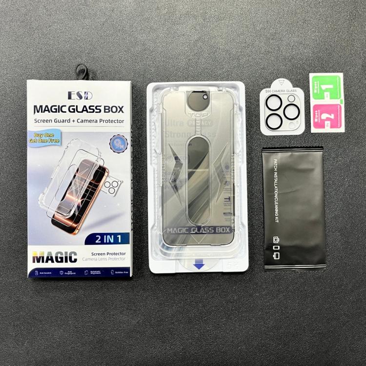 For iPhone 12 Pro Max 10pcs USG Easy Install Dust-proof Box Privacy Edge-to-Edge Tempered Glass Film with Lens Film