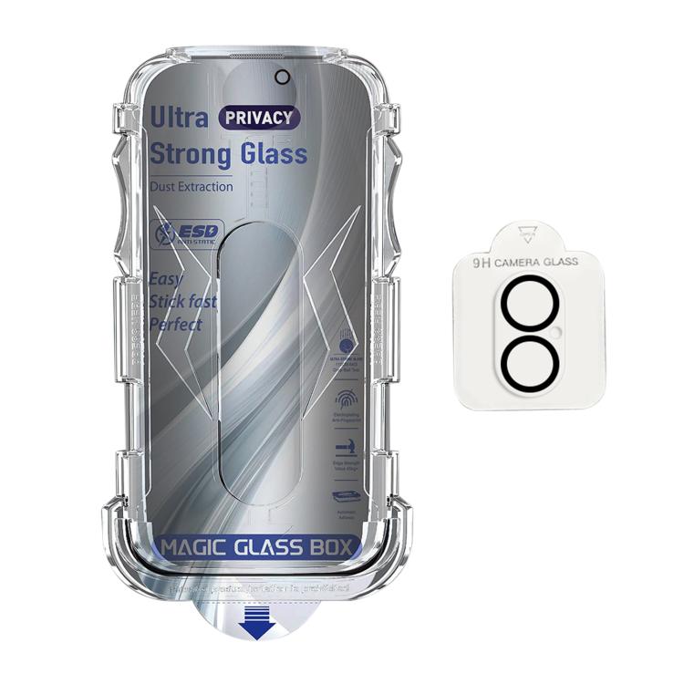 For iPhone 17 10pcs USG Easy Install Dust-proof Box Privacy Edge-to-Edge Tempered Glass Film with Lens Film