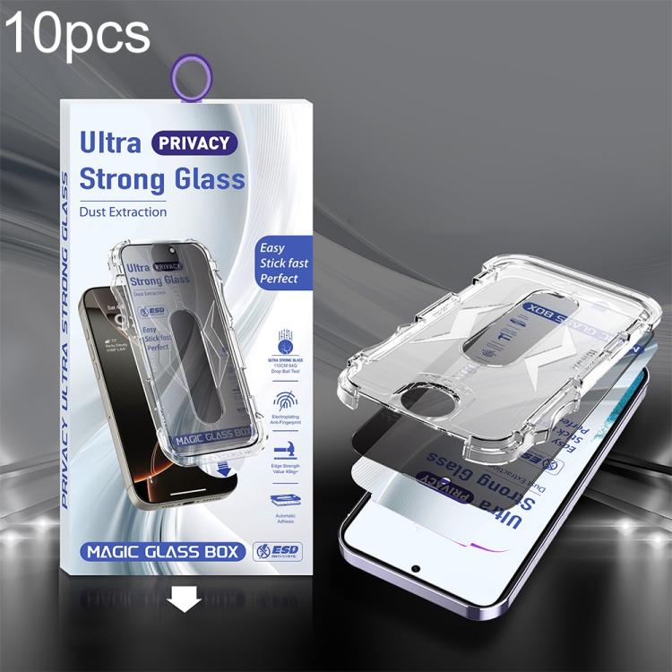 For Galaxy S22 5G 10pcs USG Easy Install Dust-proof Box Privacy Edge-to-Edge Tempered Glass Film, Support Ultrasonic Unlock