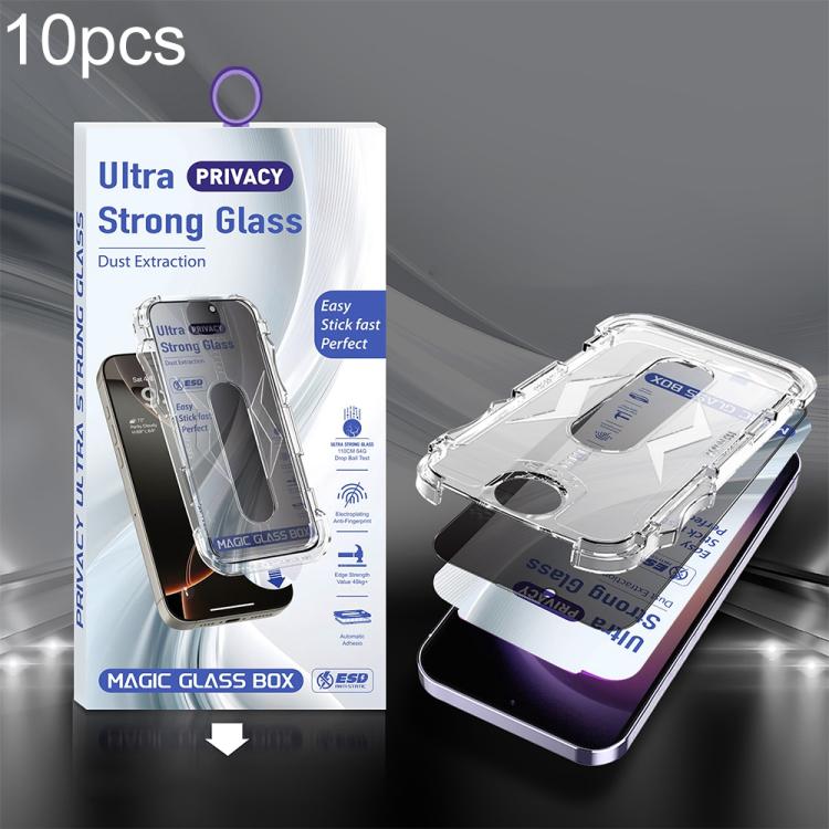 For Galaxy S23+ 5G 10pcs USG Easy Install Dust-proof Box Privacy Edge-to-Edge Tempered Glass Film, Support Ultrasonic Unlock
