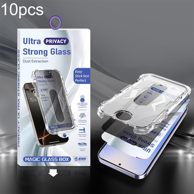 For Galaxy S25 / S24 5G 10pcs USG Easy Install Dust-proof Box Privacy Edge-to-Edge Tempered Glass Film, Support Ultrasonic Unlock